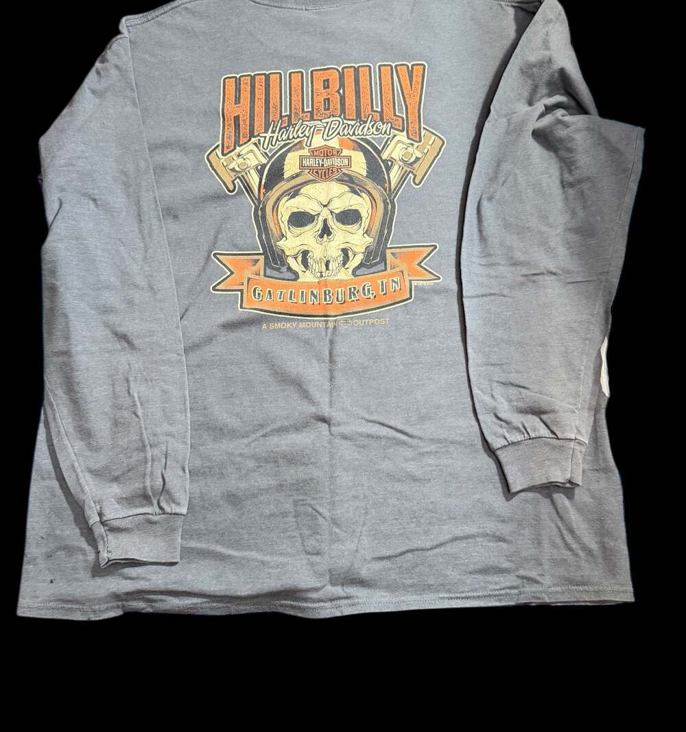 Harley-Davidson Hillbilly Gatlinburg TN Skull Long Sleeve Shirt Adult XXL - Picture 2 of 11
